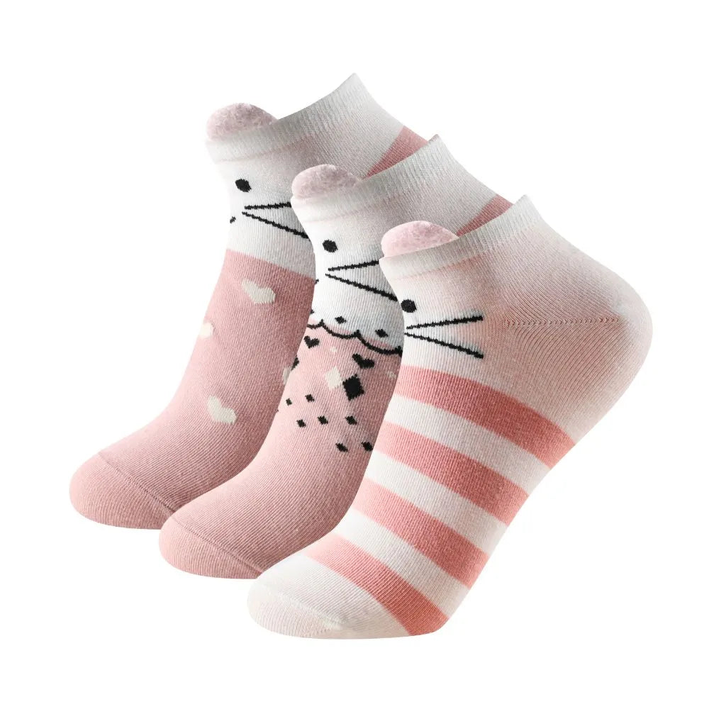 Calcetines tobilleros de gatito y ratón