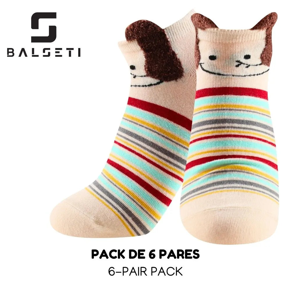 Calcetines tobilleros de gatos con orejitas, estrellas y rayas de colores