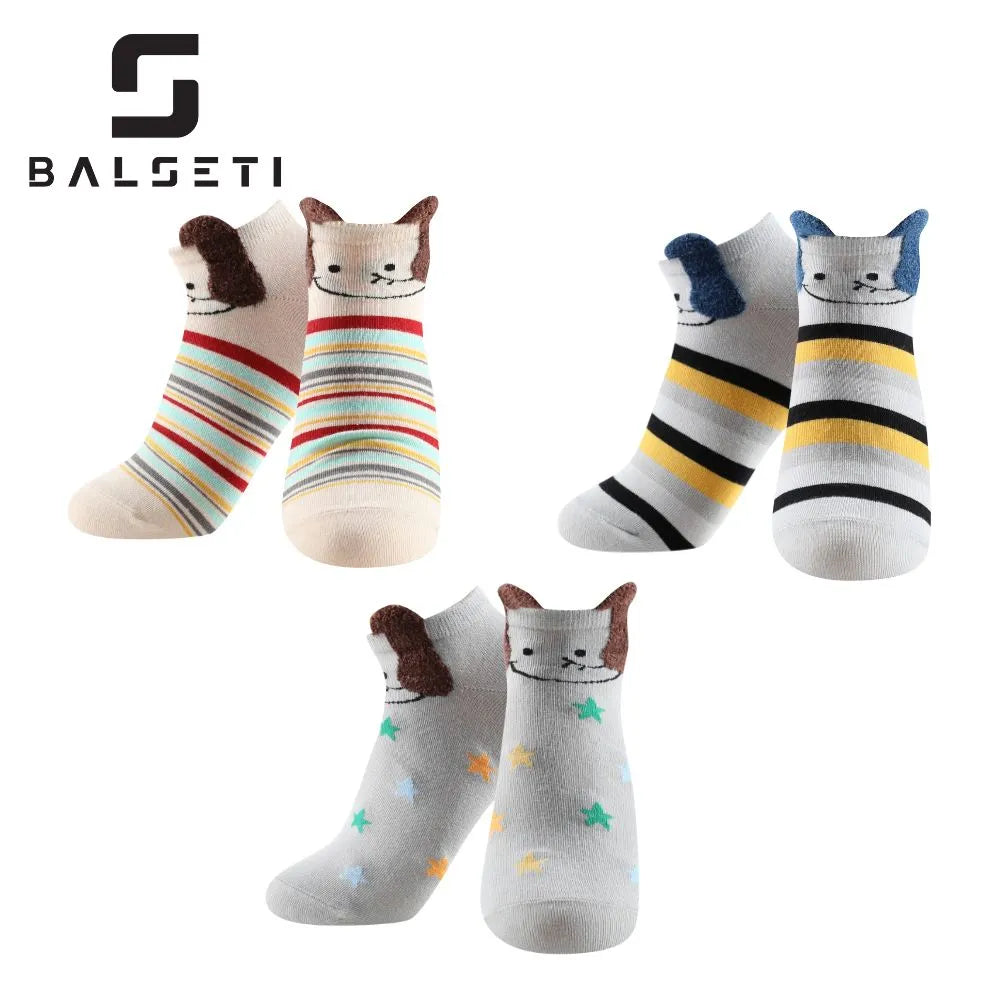 Calcetines tobilleros de gatos con orejitas, estrellas y rayas de colores