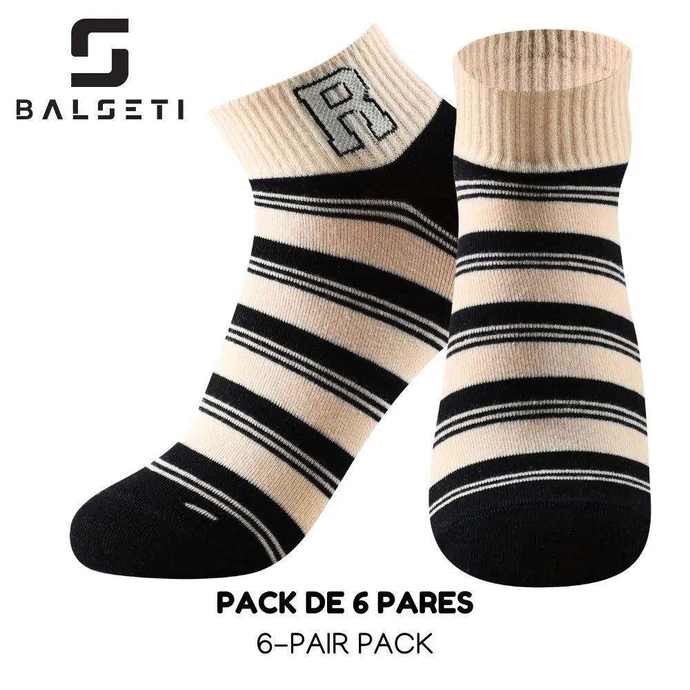 Calcetines tobilleros con rayas y dibujos divertidos