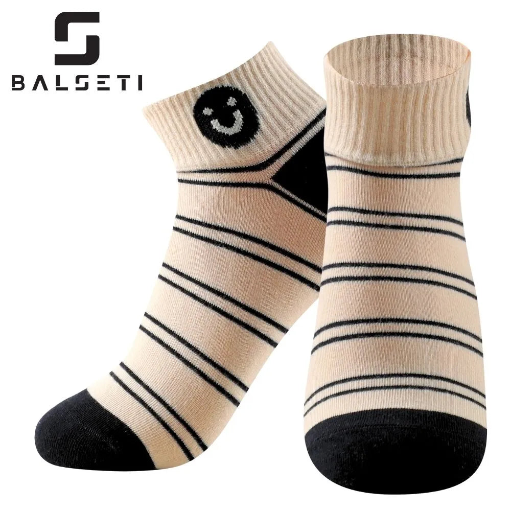 Calcetines tobilleros con rayas y dibujos divertidos