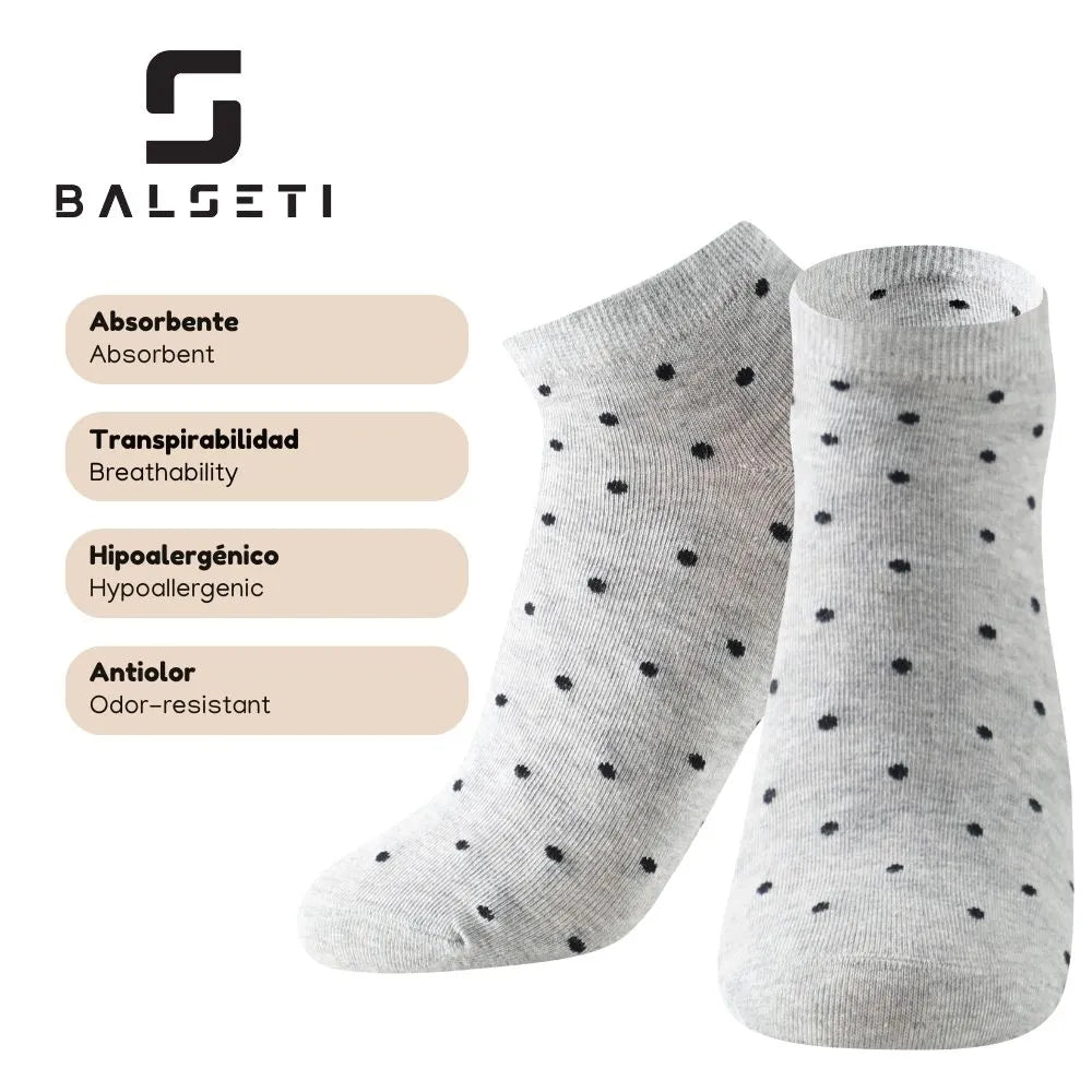 Calcetines tobilleros de lunares sobre varios colores