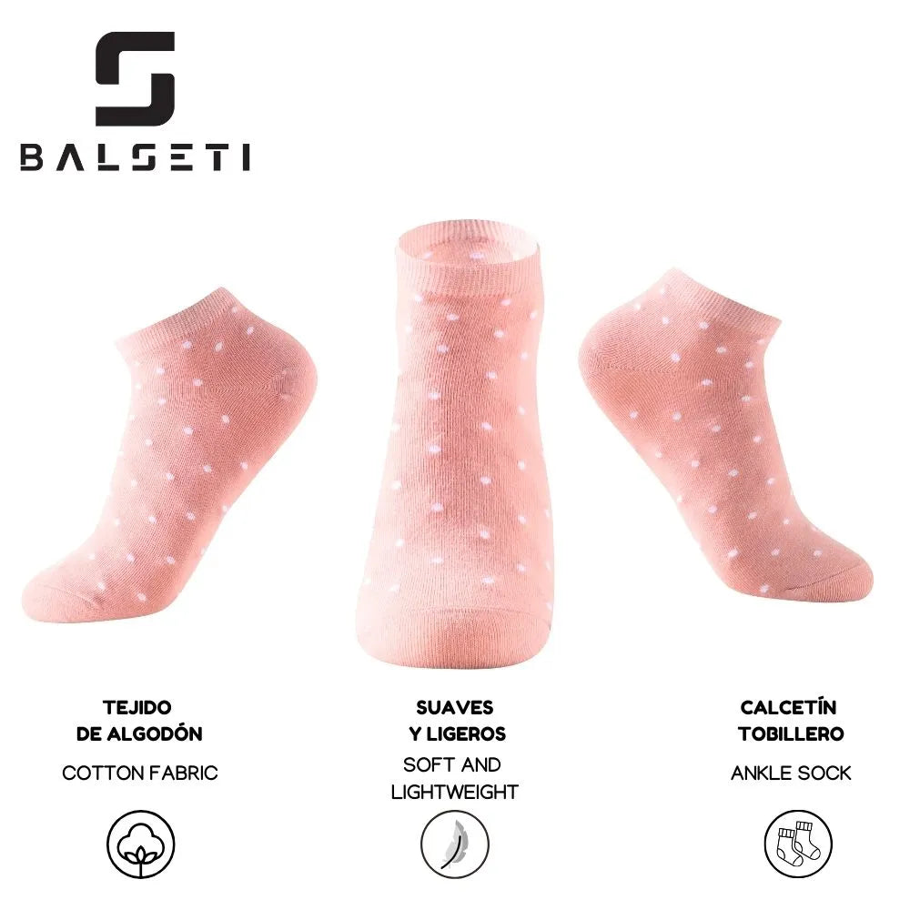 Calcetines tobilleros de lunares sobre varios colores