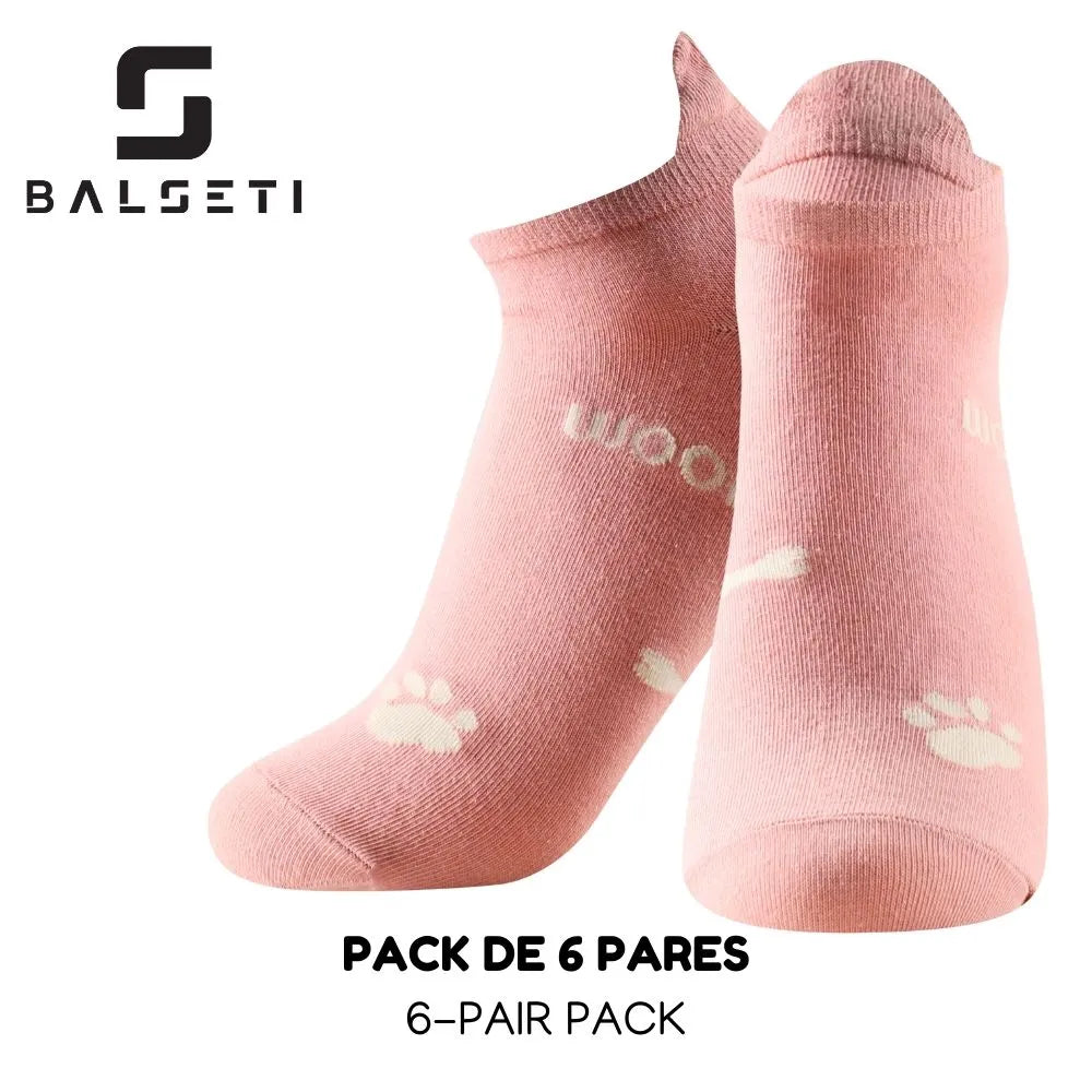 Calcetines tobilleros con estampado de perro, huellas y huesos