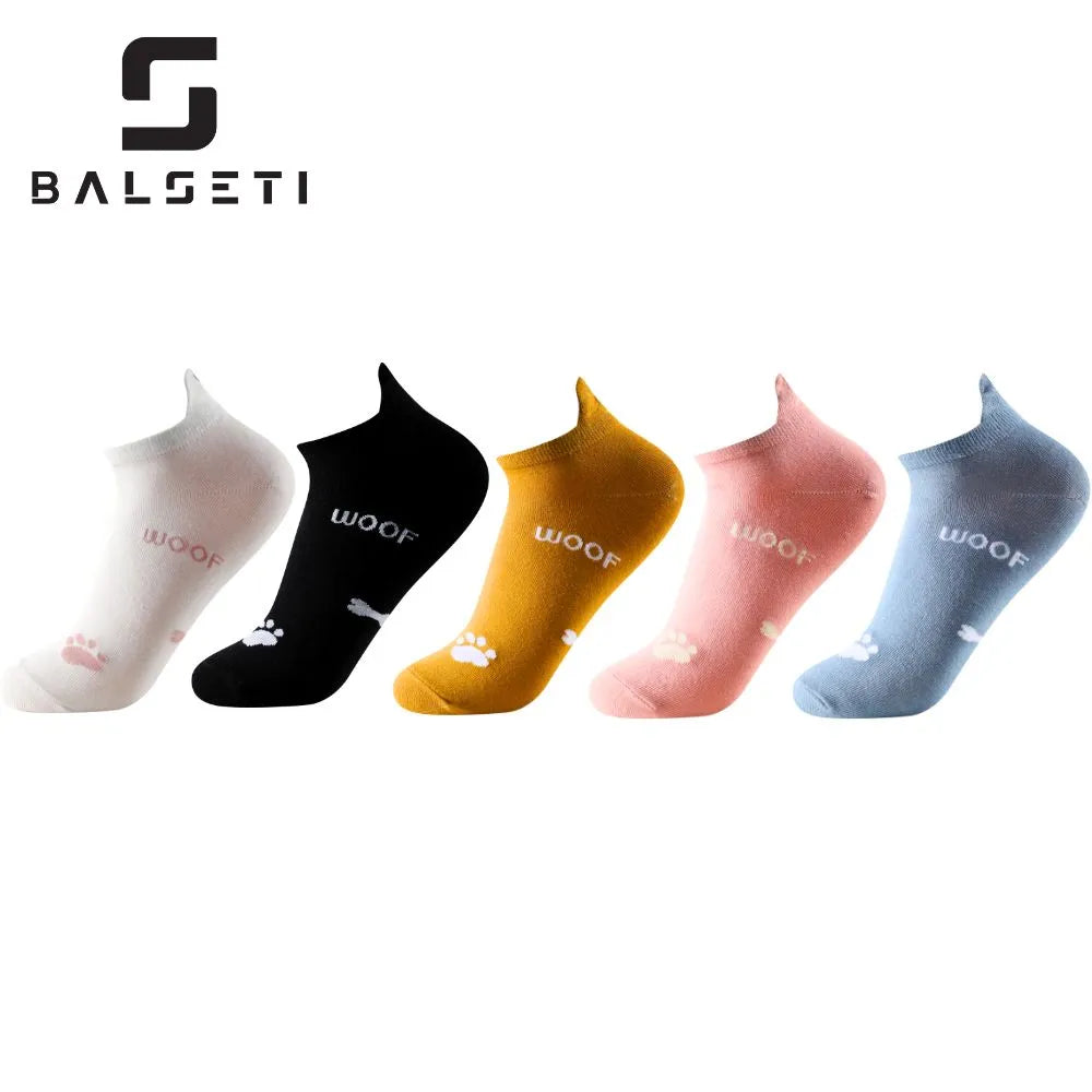 Calcetines tobilleros con estampado de perro, huellas y huesos