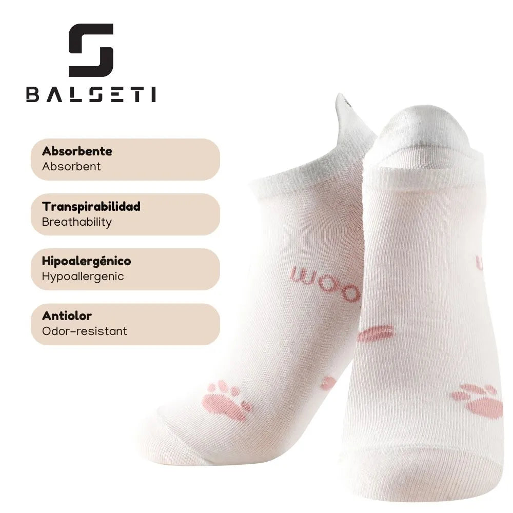 Calcetines tobilleros con estampado de perro, huellas y huesos