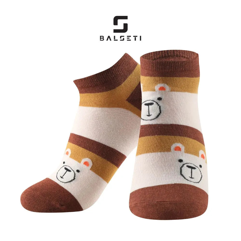 Calcetines tobilleros de ositos y rayas