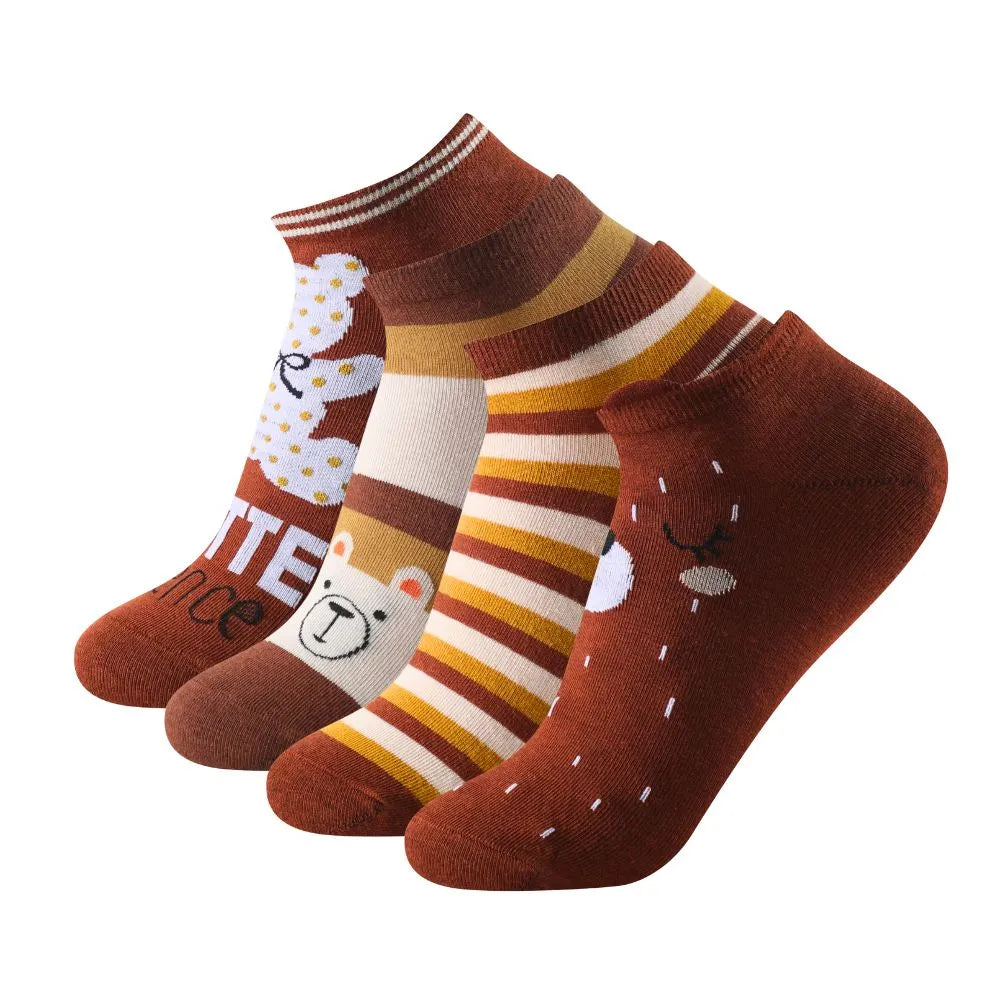 Calcetines tobilleros de ositos y rayas