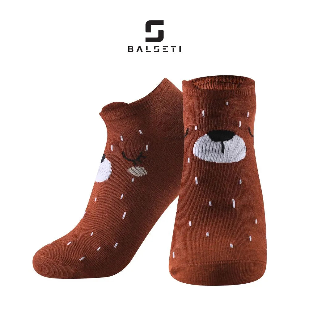 Calcetines tobilleros de ositos y rayas