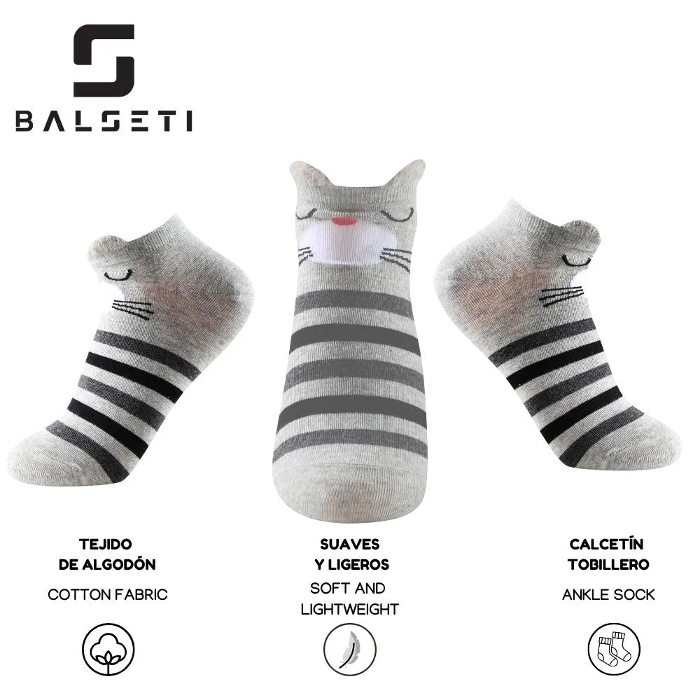 Calcetines tobilleros de osos con orejitas, rayas y estrellas