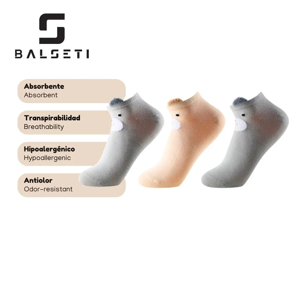 Calcetines tobilleros de osos con orejitas