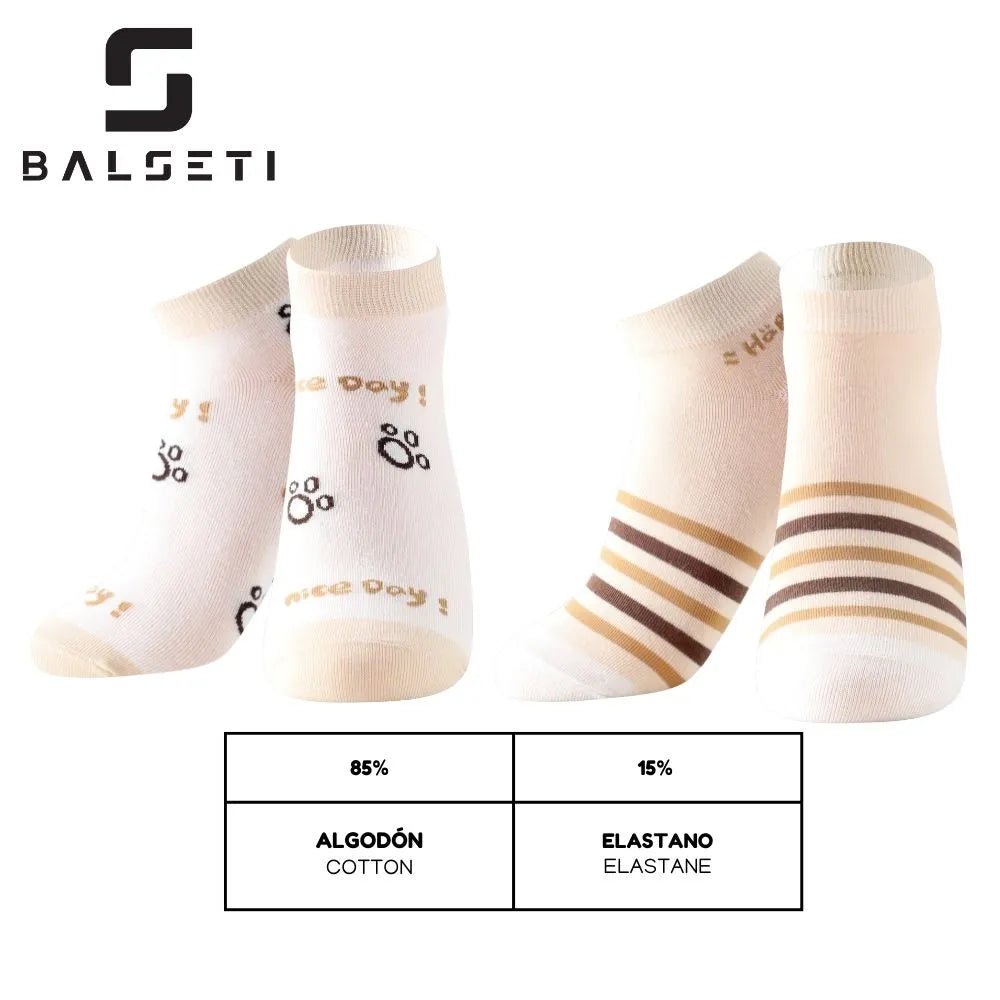 Calcetines tobilleros con dibujos de ositos y rayas