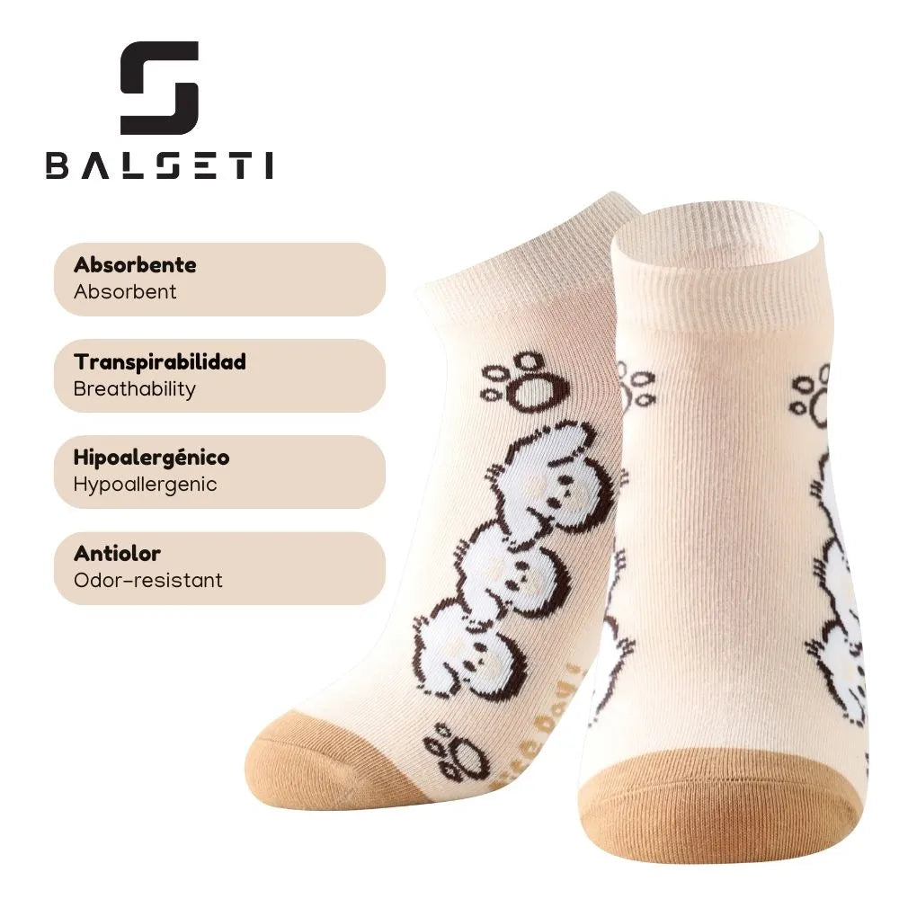 Calcetines tobilleros con dibujos de ositos y rayas