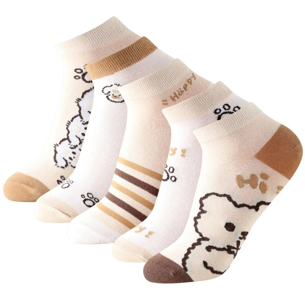 Calcetines tobilleros con dibujos de ositos y rayas