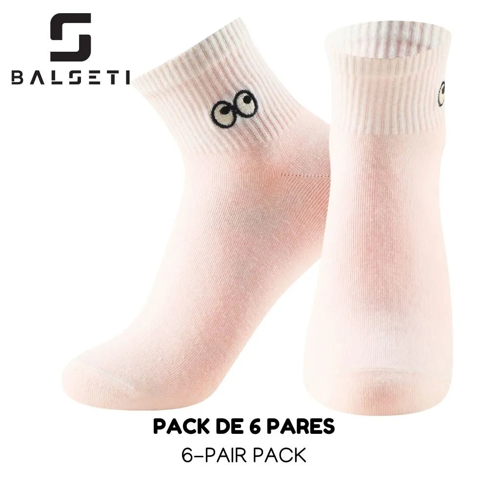 Calcetines tobilleros a rayas blancas y negras con ojitos