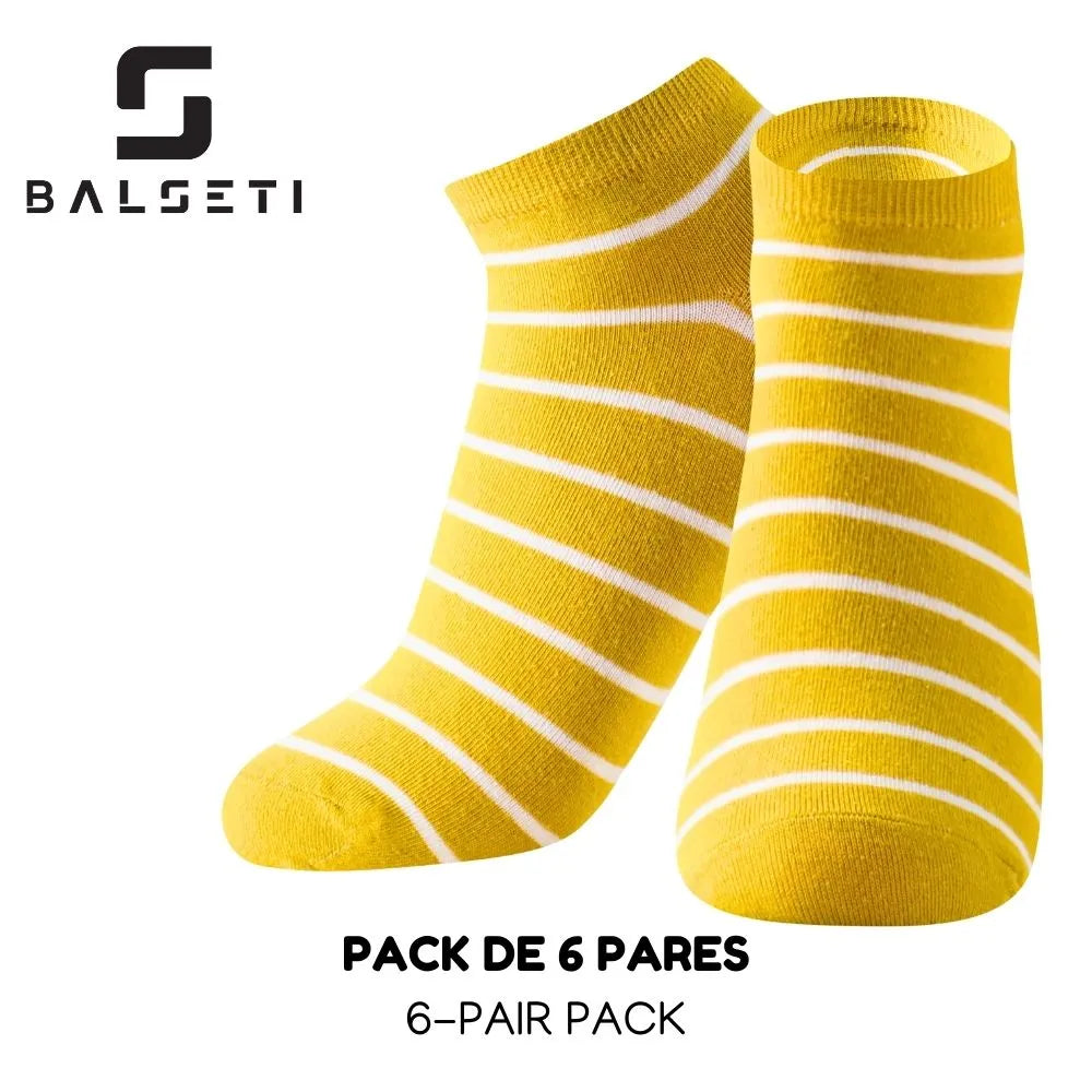 Calcetines tobilleros coloridos con rayas blancas