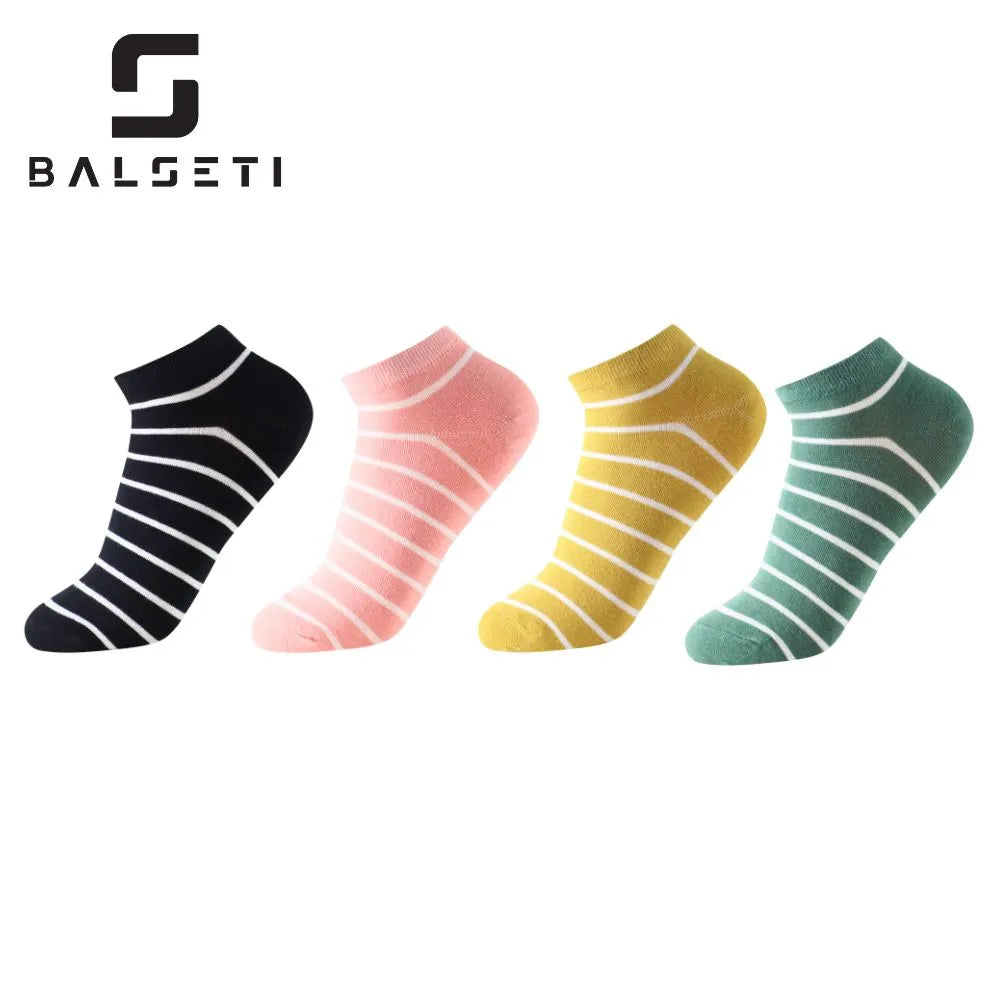 Calcetines tobilleros coloridos con rayas blancas