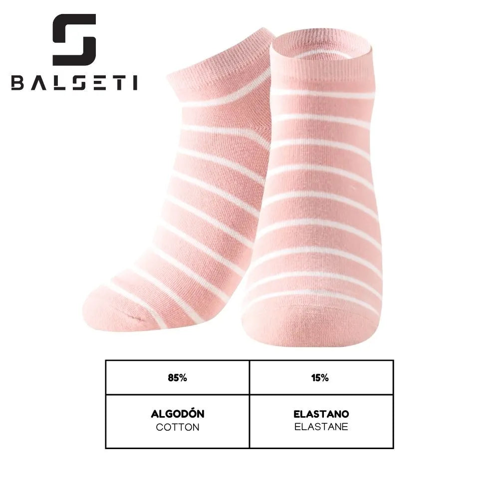Calcetines tobilleros coloridos con rayas blancas