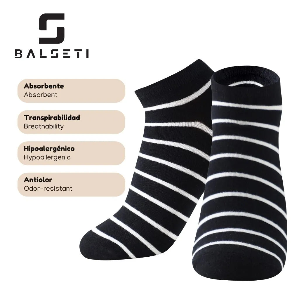 Calcetines tobilleros coloridos con rayas blancas
