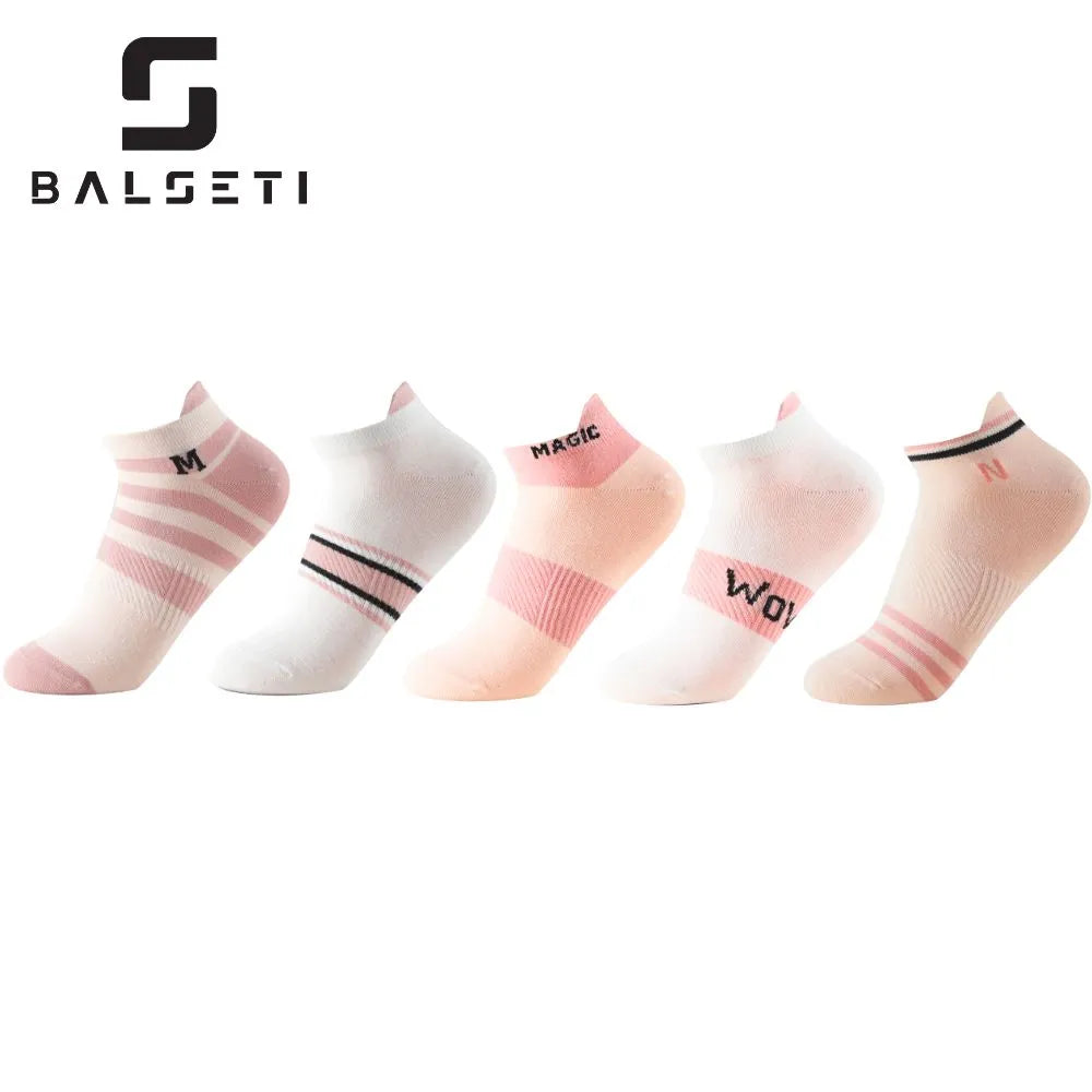 Calcetines tobilleros de rayas en rosa