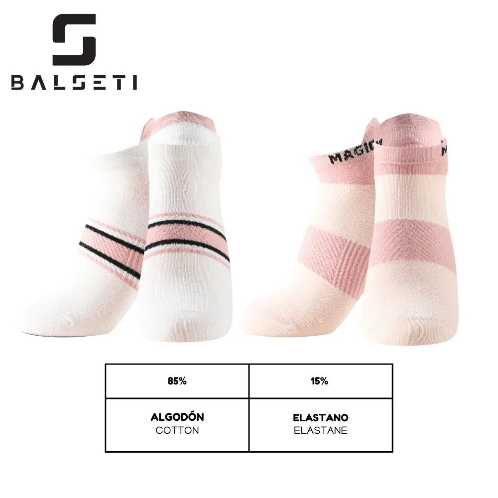 Calcetines tobilleros de rayas en rosa