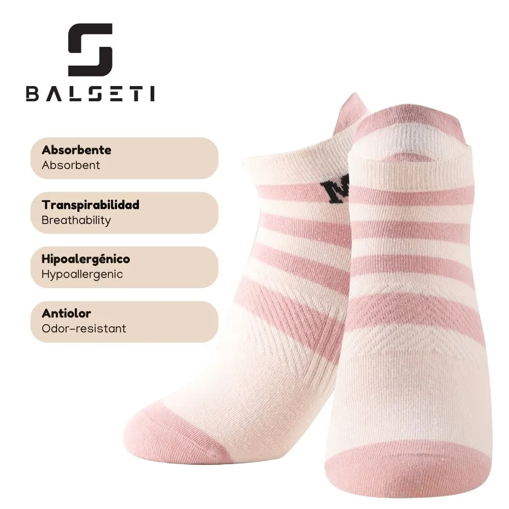 Calcetines tobilleros de rayas en rosa