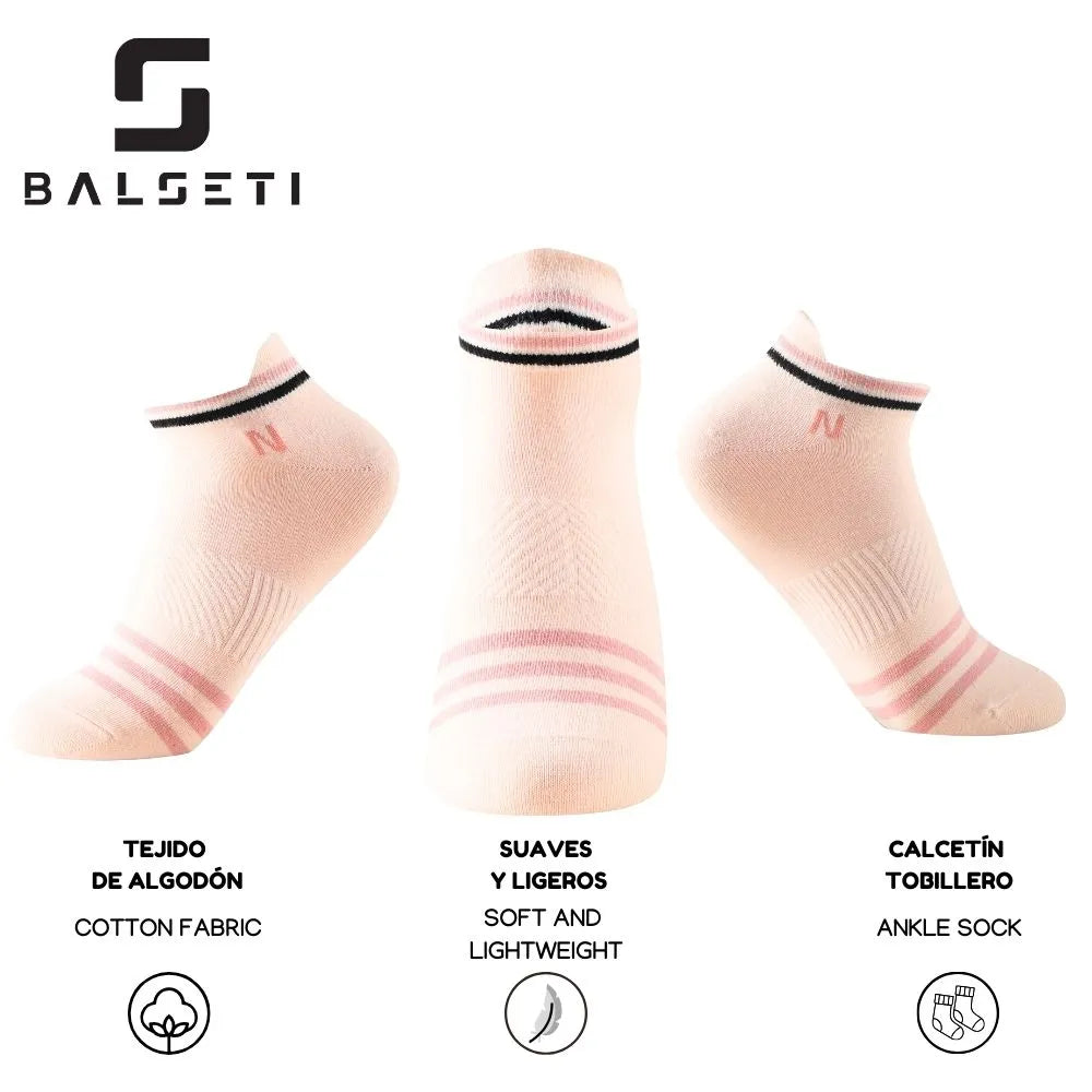 Calcetines tobilleros de rayas en rosa