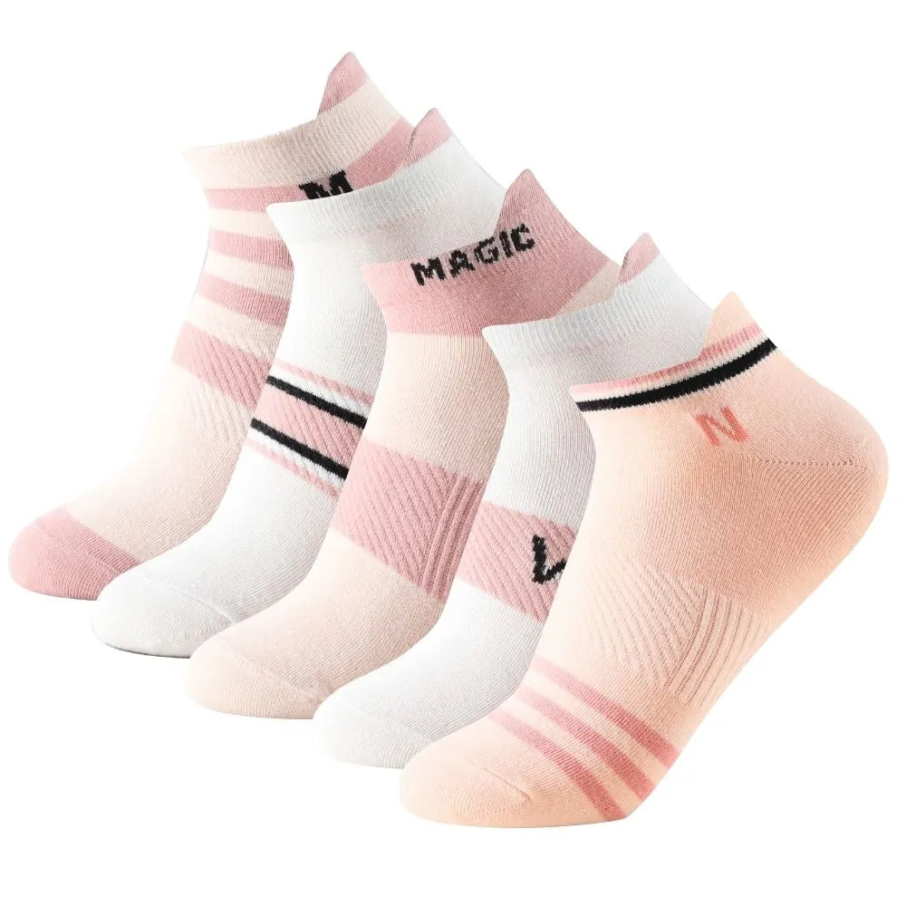 Calcetines tobilleros de rayas en rosa