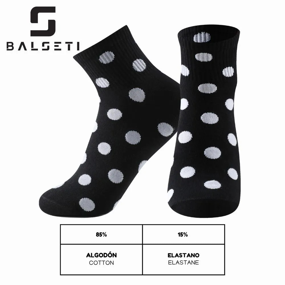 Calcetines tobilleros de rayas y lunares en blanco y negro