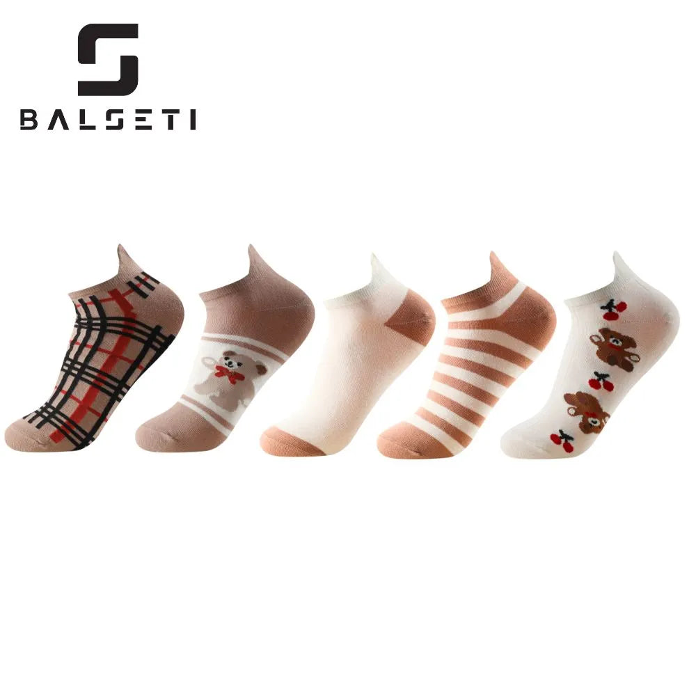 Calcetines tobilleros a rayas con estampado de ositos