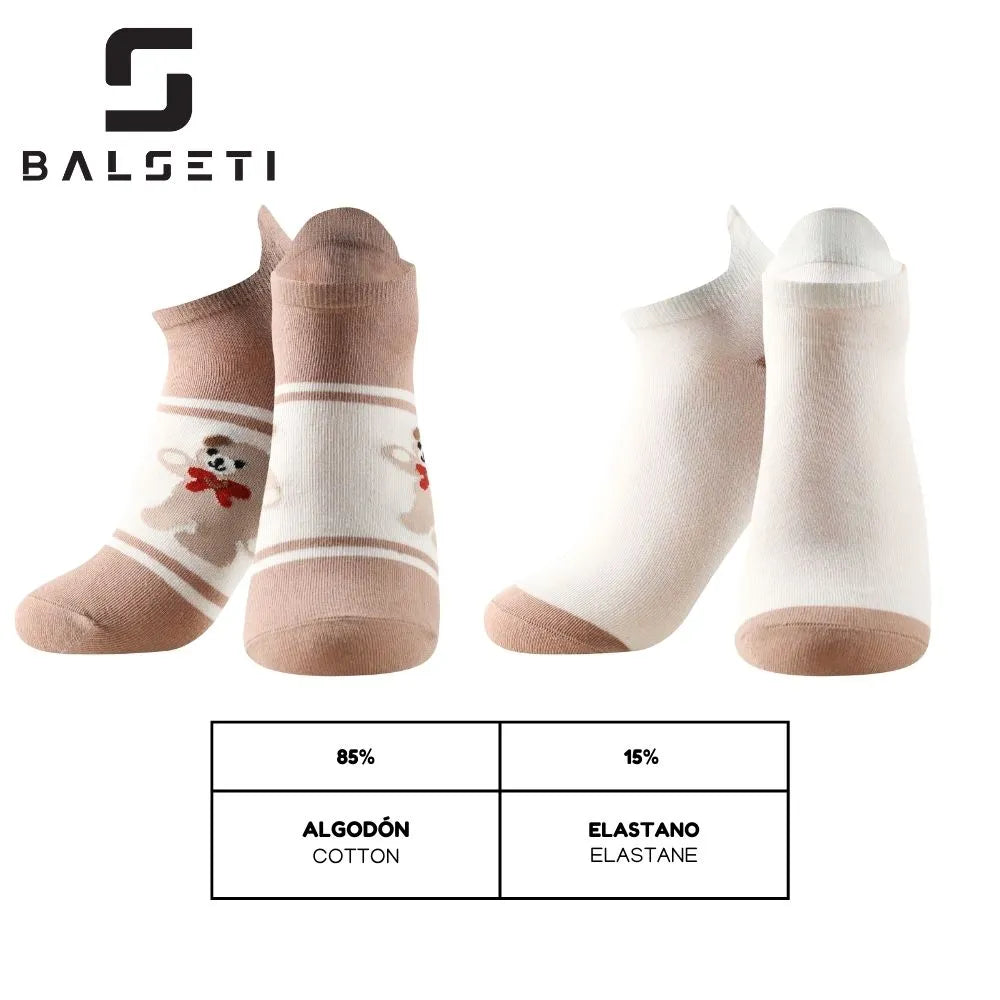 Calcetines tobilleros a rayas con estampado de ositos