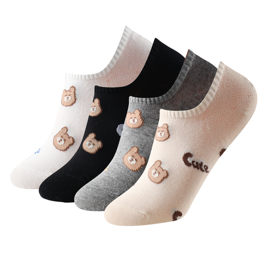 Calcetines estampados invisibles unisex modelo "Ositos cariñositos" talla única para las tallas de la 35 a la 41