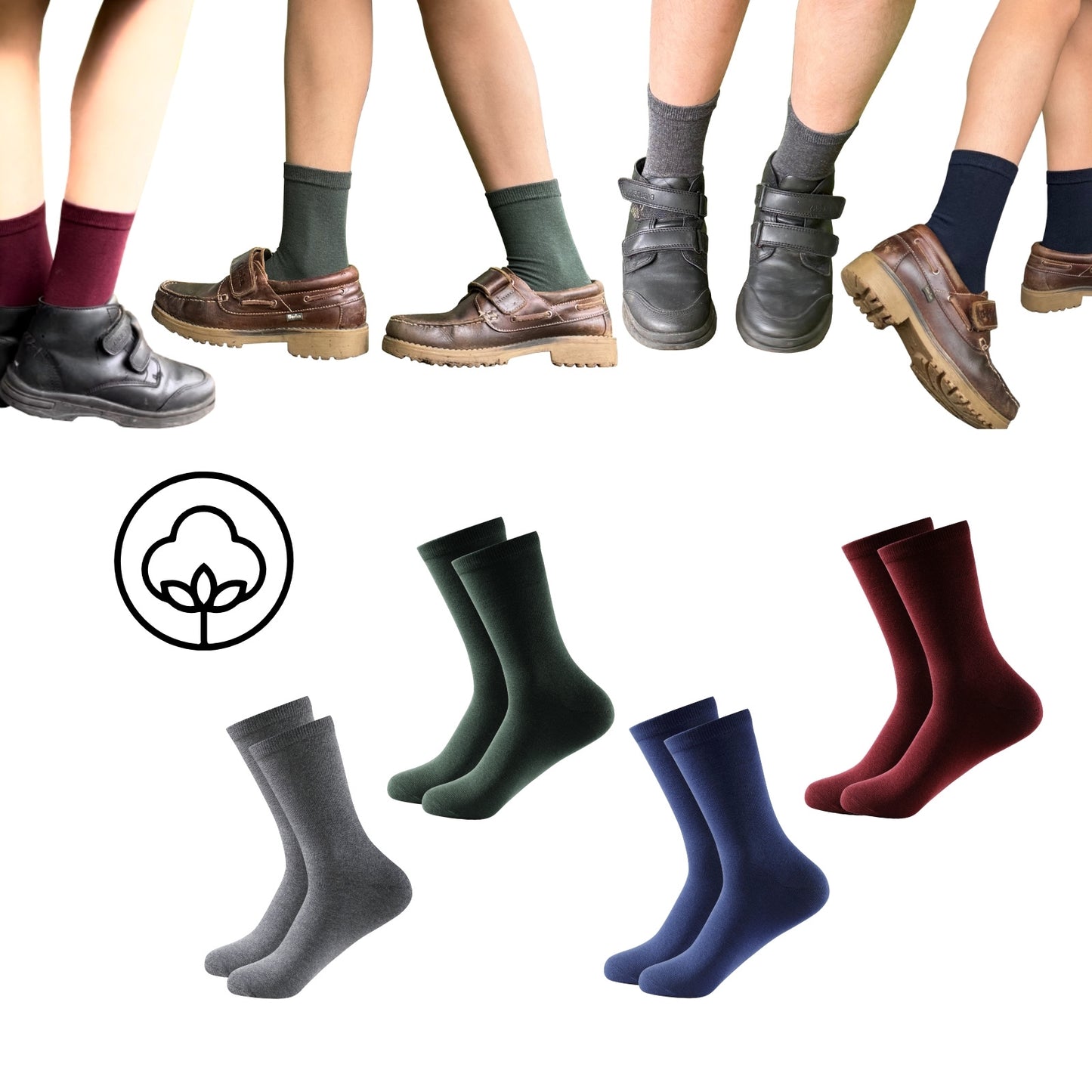 Calcetines  Uniforme Caña Baja 85% Algodón. Modelos para Uniforme Escolar, Colegio, Reunión Negocios, Trajes.