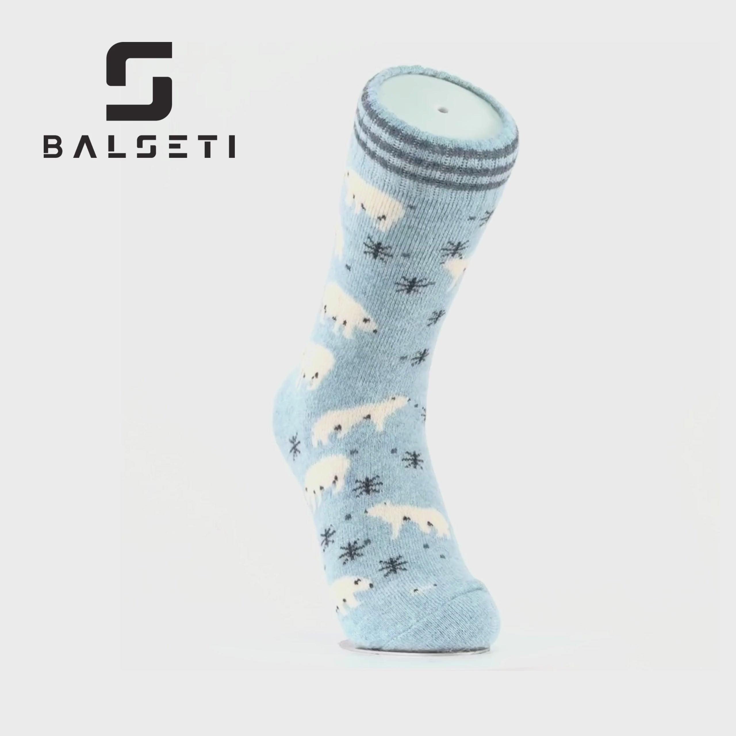 Cargar vídeo: Calcetines de lana para invierno con ositos y copos de nieve